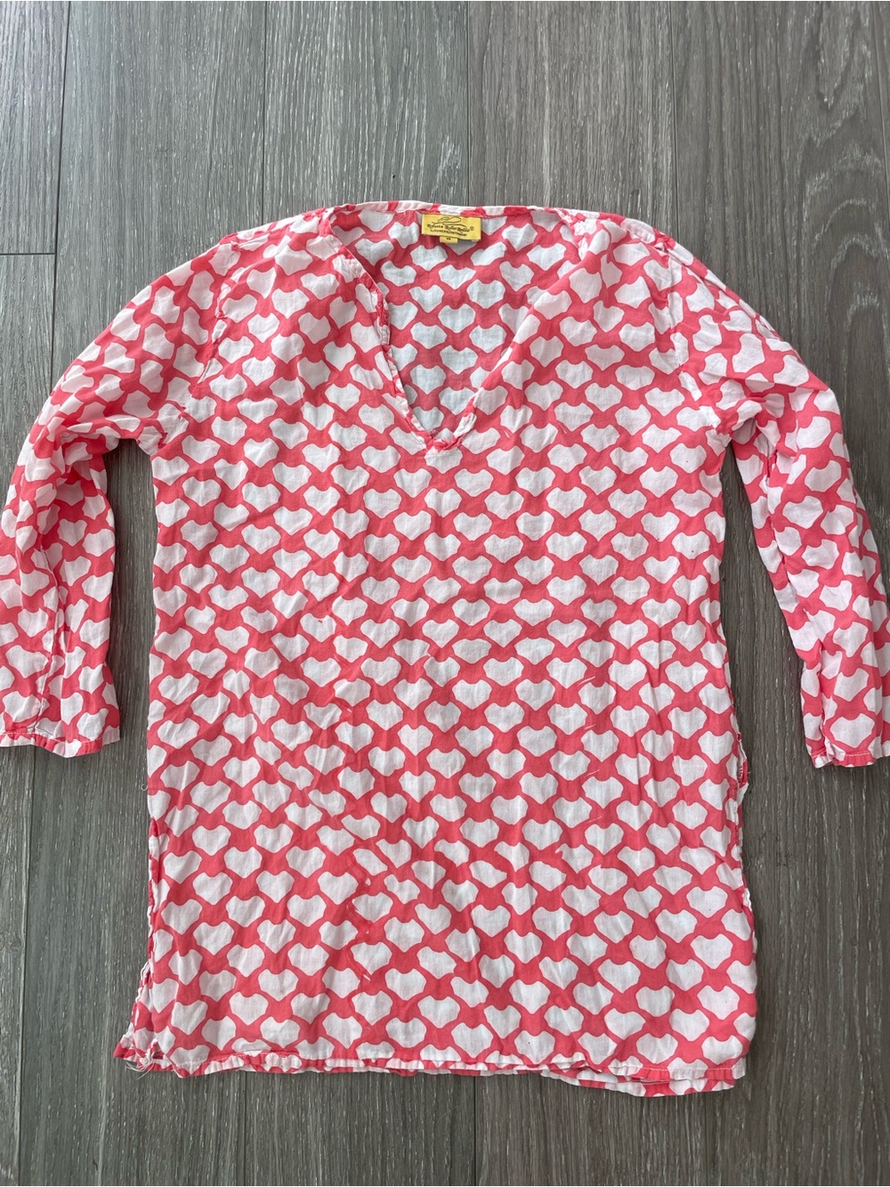 Roller Rabbit Pink and White Heart Pattern Tunic